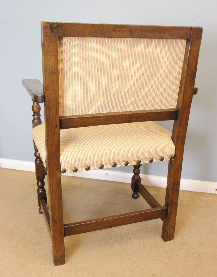 12348r8 Antique Set Six Oak Dining Chairs, Antique Set of Six Oak Cromwellian Style Dining Chairs
