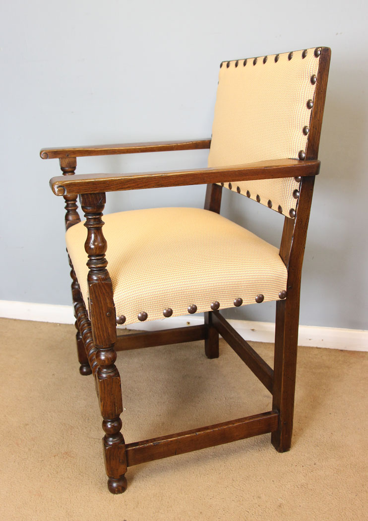 12348r9 Antique Set Six Oak Dining Chairs, Antique Set of Six Oak Cromwellian Style Dining Chairs