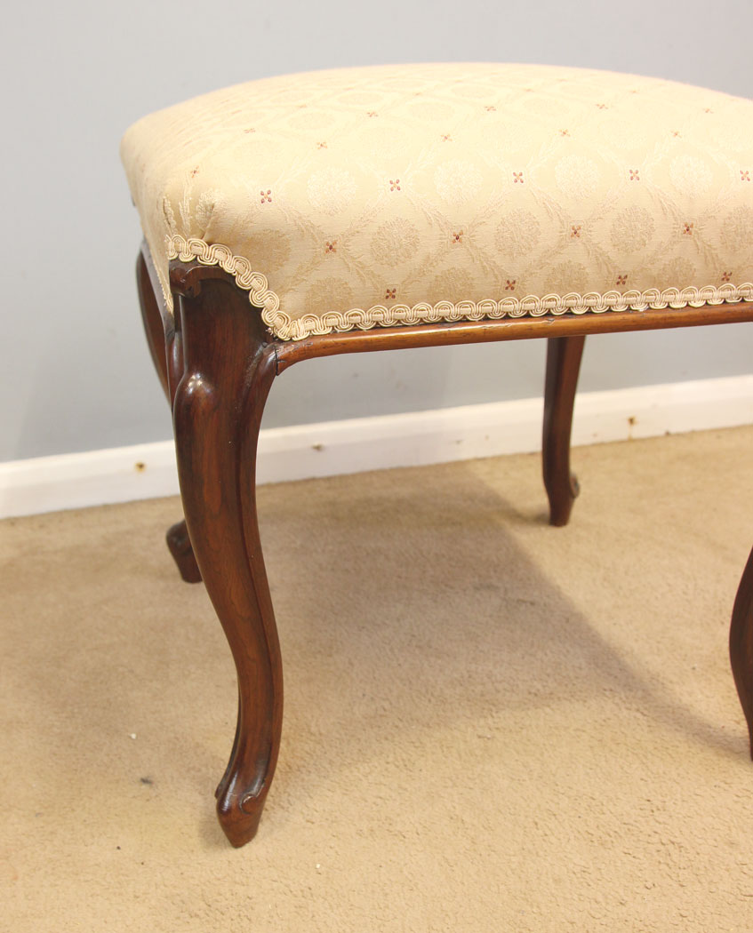 12351r5 Antique Cabriole Leg Rosewood Victorian Stool, Antique Cabriole Leg Rosewood Victorian Stool