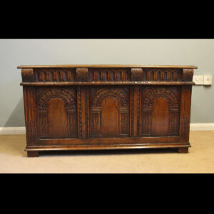 Antique Carved Oak Coffer Blanket Chest