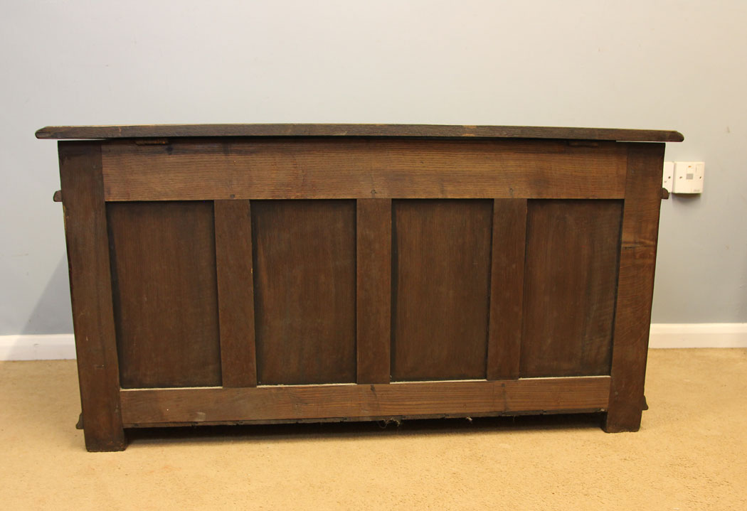 12353r12 Antique Carved Oak Coffer Blanket Chest, Antique Carved Oak Coffer Blanket Chest