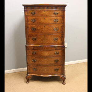 Antique Burr Walnut Tallboy Chest on Chest Drawers