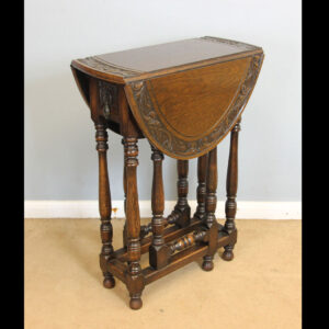 Antique Oak Small Drop Leaf Occasional Gateleg Side Table