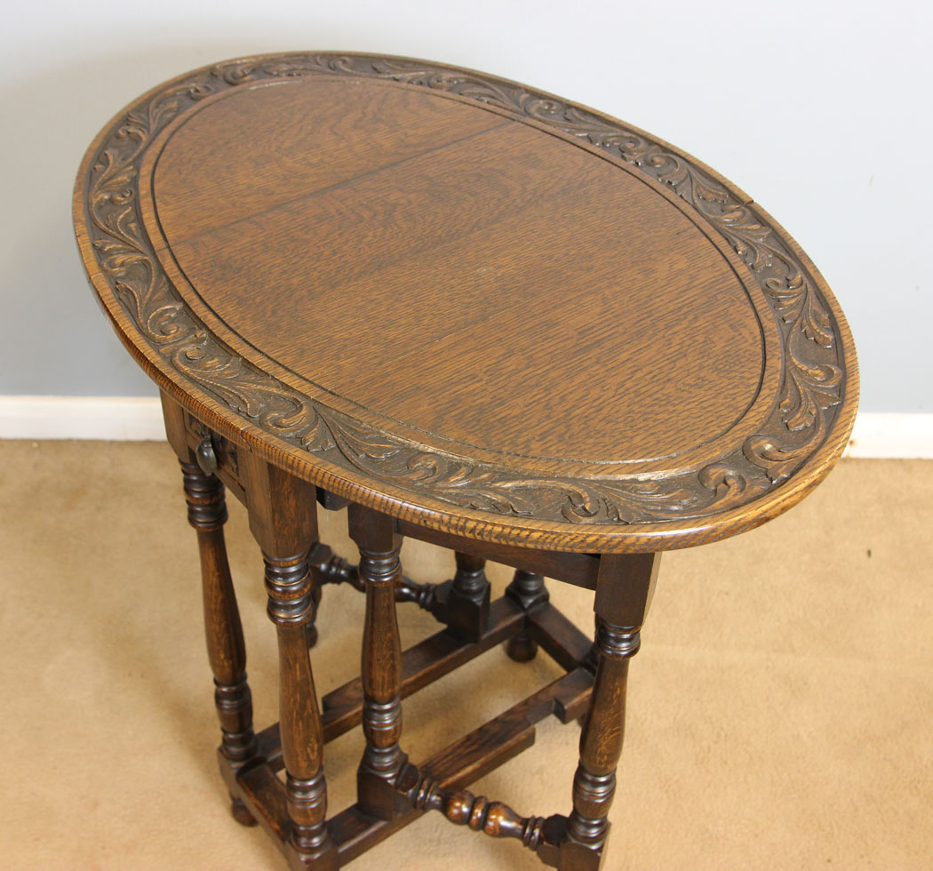 12366r5 Antique Oak Small Occasional Gateleg Table, Antique Oak Small Drop Leaf Occasional Gateleg Side Table