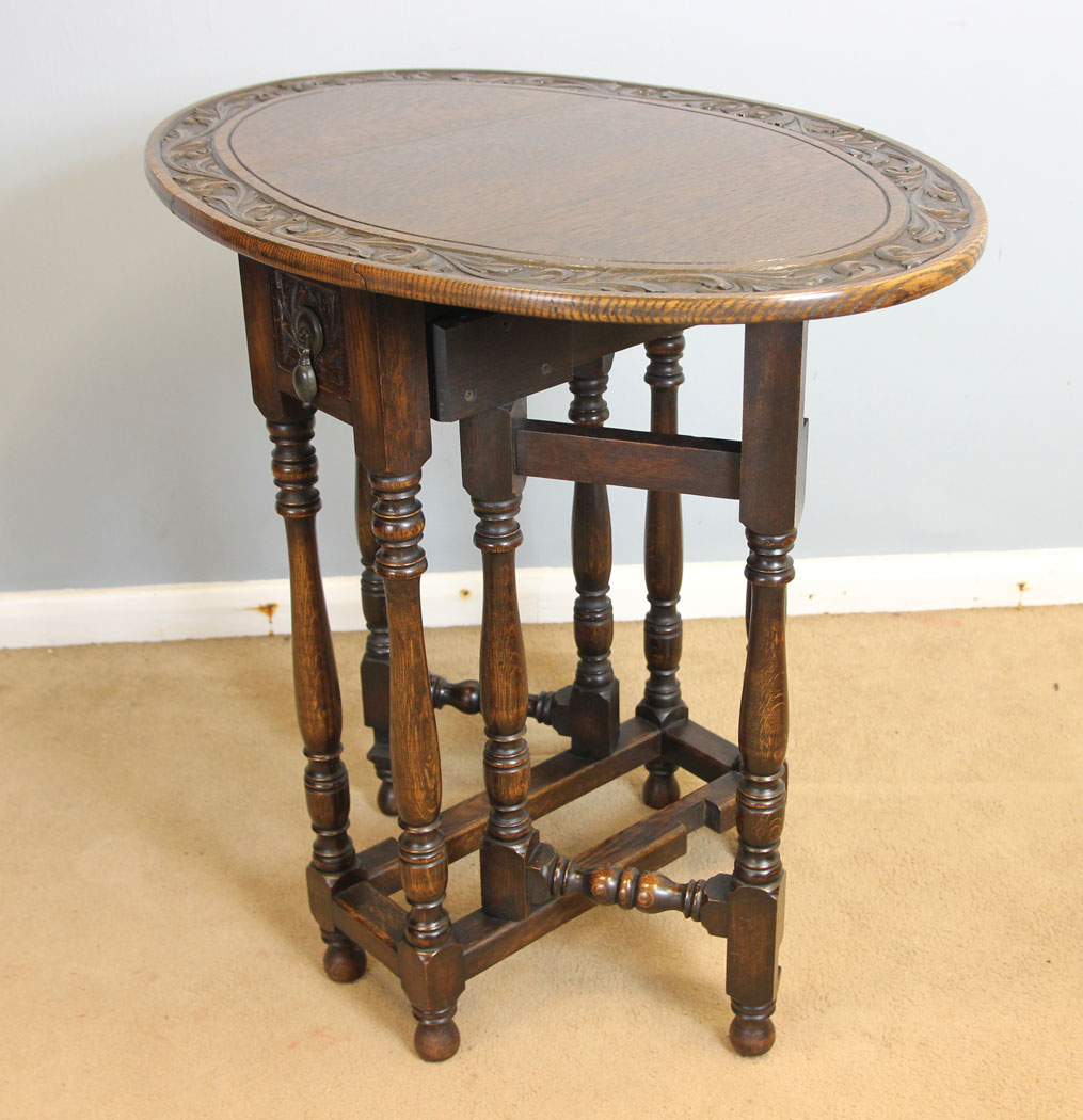 12366r6 Antique Oak Small Occasional Gateleg Table, Antique Oak Small Drop Leaf Occasional Gateleg Side Table