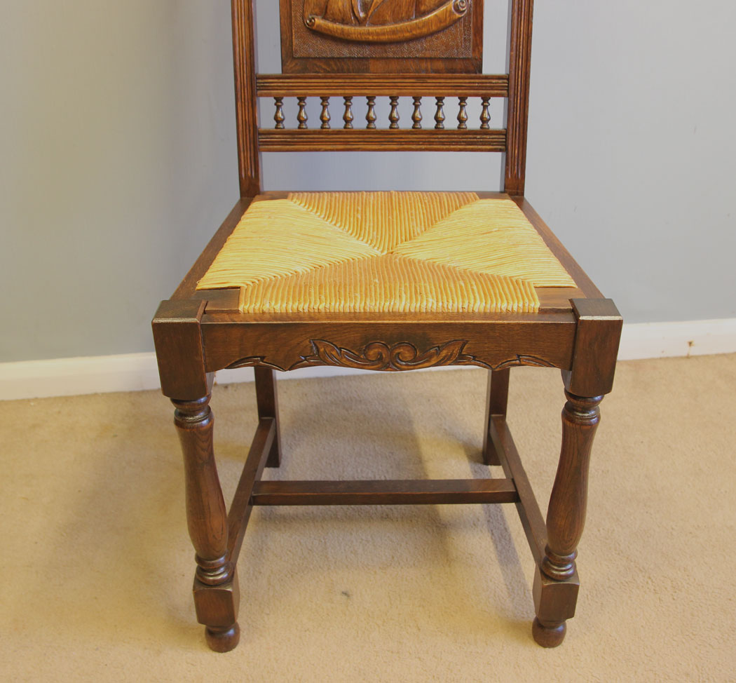 12369r10 Antique Set of Six Carved Oak Dining Chairs, Antique Set of Six Carved Oak Dining Chairs