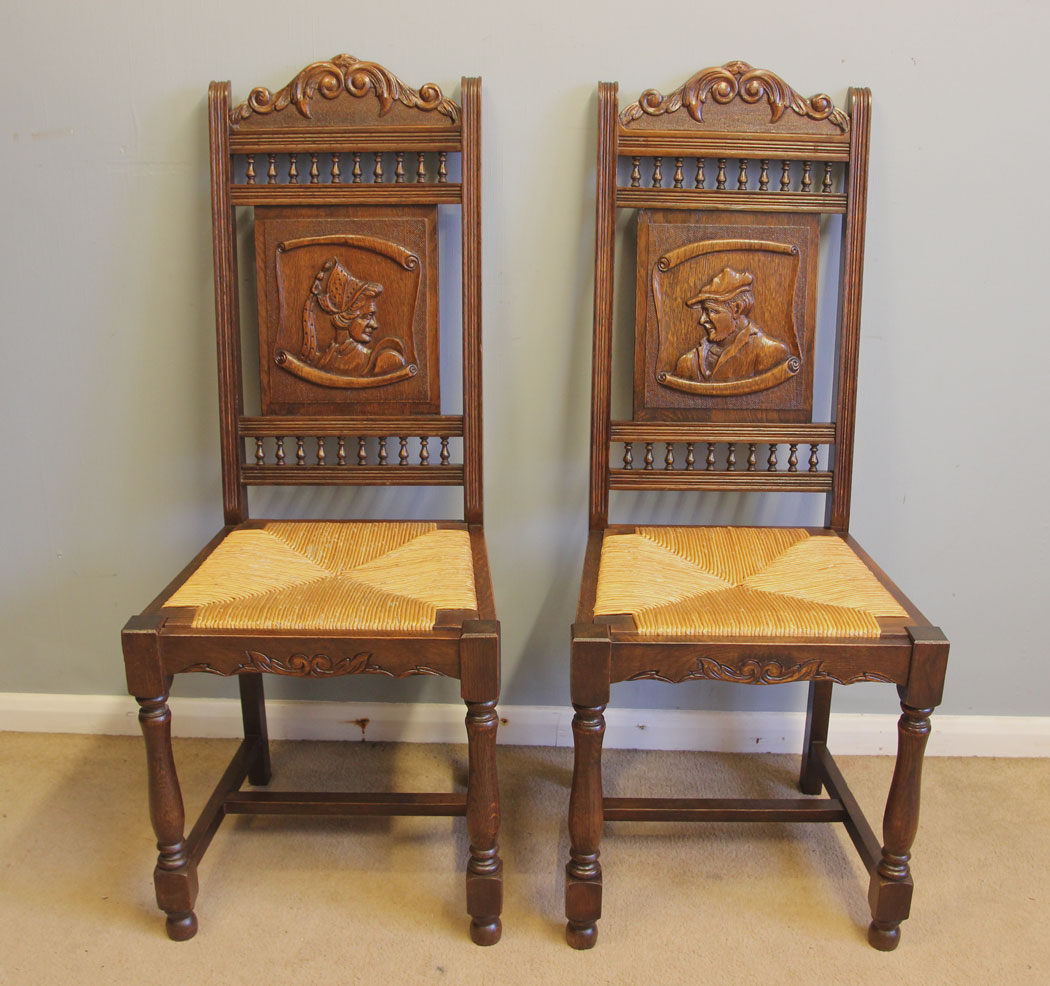 12369r4 Antique Set of Six Carved Oak Dining Chairs, Antique Set of Six Carved Oak Dining Chairs