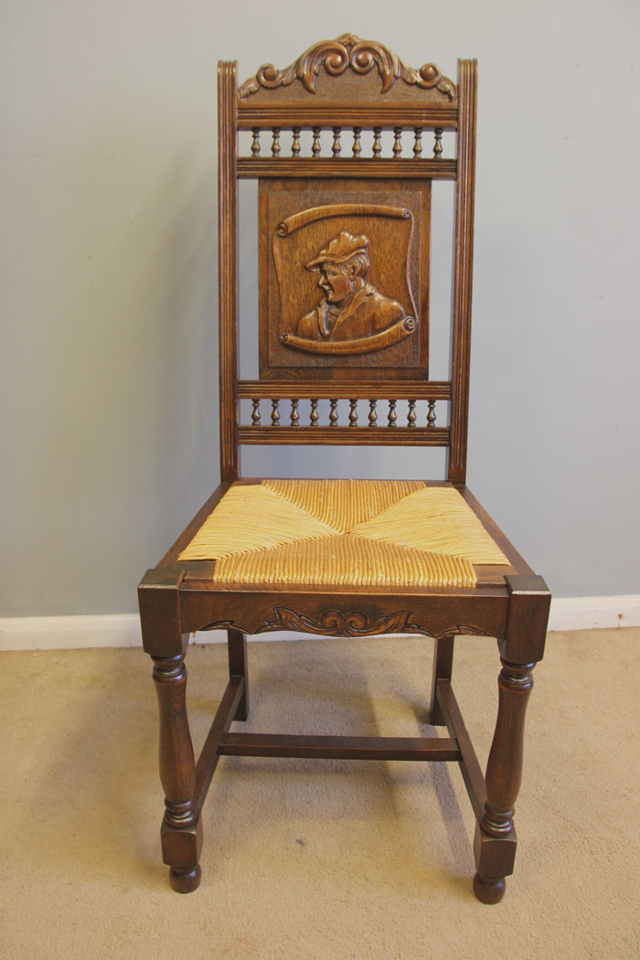 12369r5 Antique Set of Six Carved Oak Dining Chairs, Antique Set of Six Carved Oak Dining Chairs