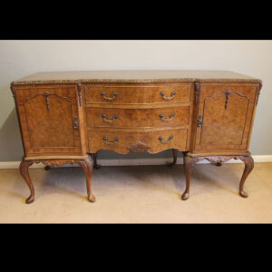 Antique Burr Walnut Queen Anne Style Sideboard Dresser