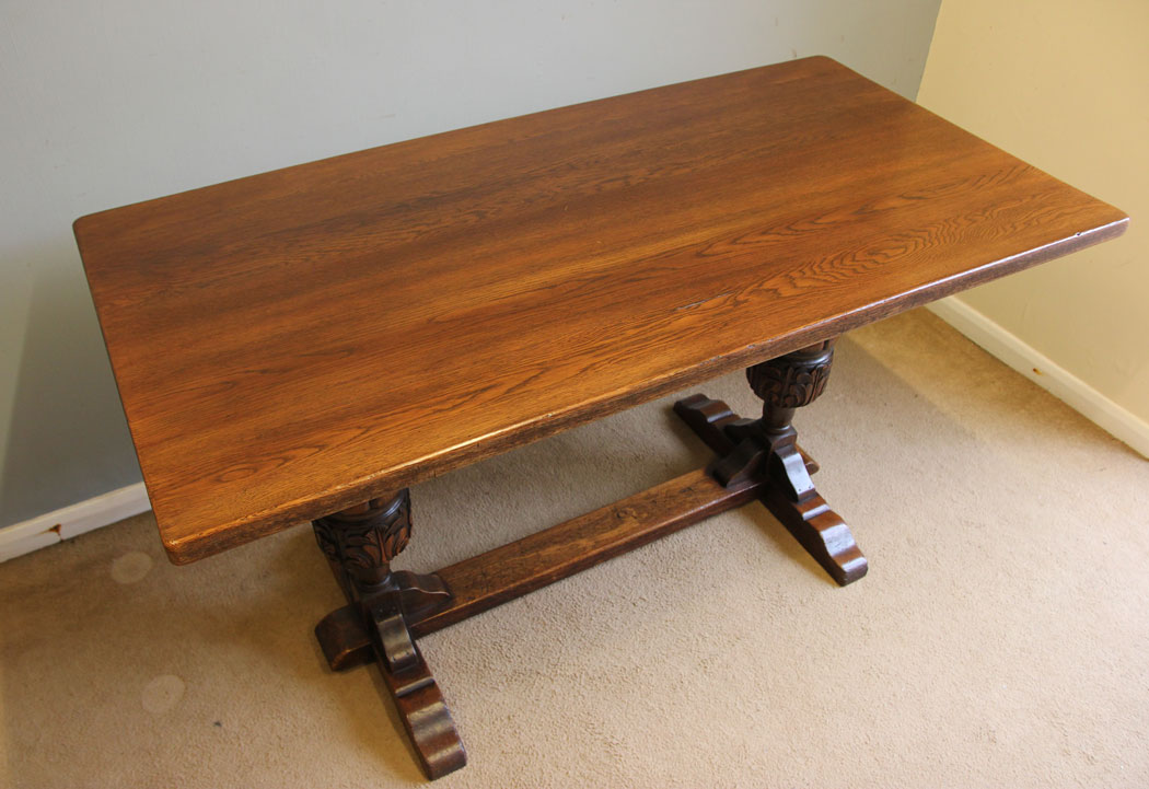 12375r1 Antique Oak Refectory Table, Antique Oak Refectory Dining Table