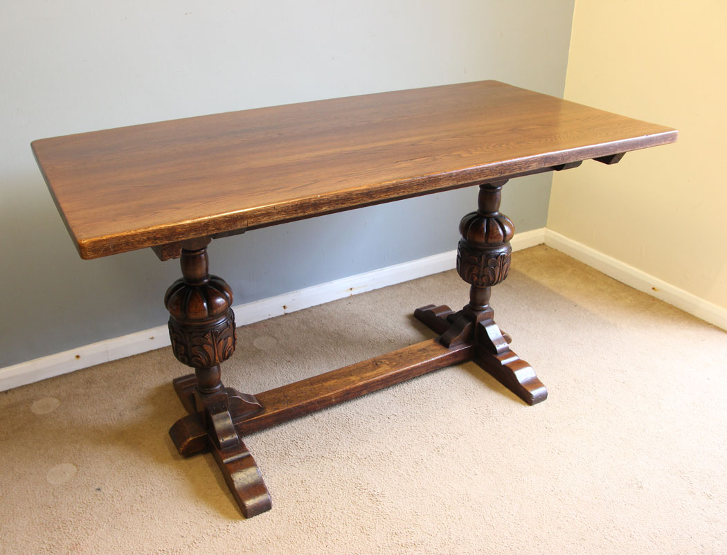 12375r3 Antique Oak Refectory Table, Antique Oak Refectory Dining Table