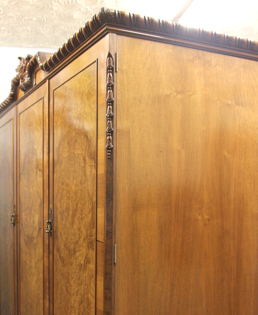 12376r16 Antique Burr Walnut Wardrobe, Antique Quality Burr Walnut Wardrobe