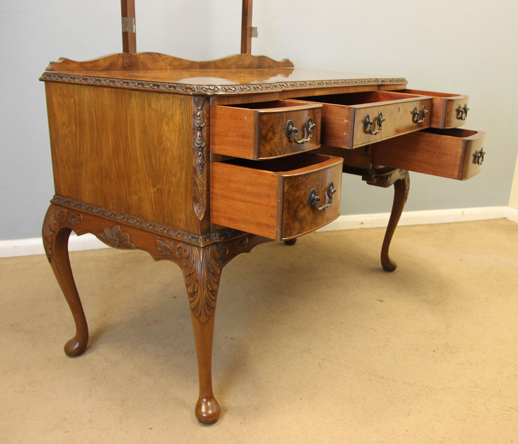 12380r17 Antique Burr Walnut Dressing Table, Quality Burr Walnut Dressing Table