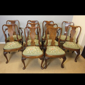 Antique Set of Ten Burr Walnut Dining Chairs