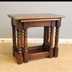 Antique Nest of Two Oak Occasional Lamp Coffee Tables