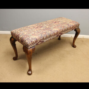 Antique Walnut Long Duet Cabriole Leg Stool