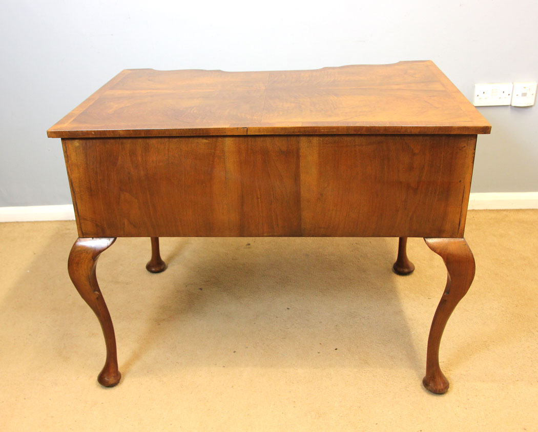 12396r4 Antique Burr Walnut Writing Table Side Dressing Table, Antique Figured Walnut Writing Table Side Dressing Table