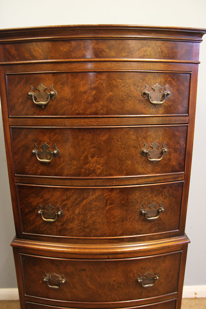 12397r12 Burr Walnut Bow Front Chest on Chest. Burr Walnut Bow Front Tallboy Chest on Chest