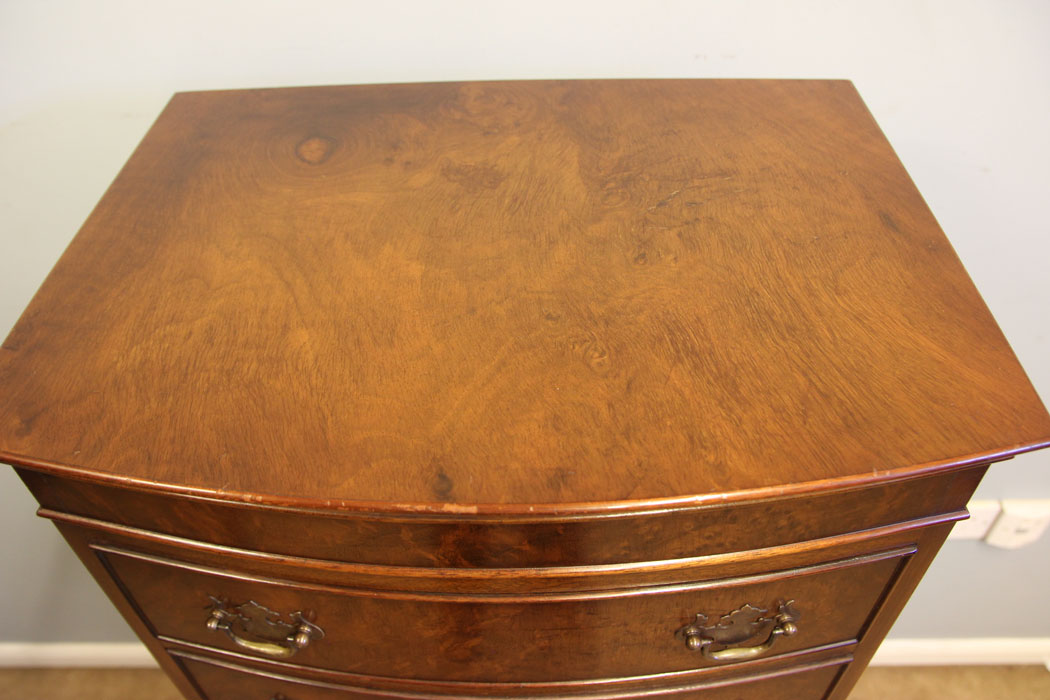 12397r6 Burr Walnut Bow Front Chest on Chest. Burr Walnut Bow Front Tallboy Chest on Chest