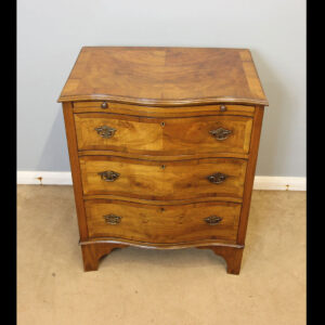Antique Small Figured Walnut Serpentine Chest of Drawers