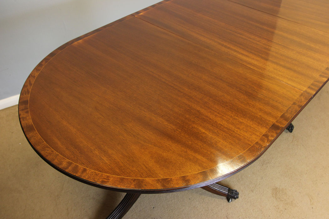 12403r11 Antique Georgian Style Mahogany Twin Pedestal Dining Table, Georgian Style Mahogany Twin Pedestal Dining Table