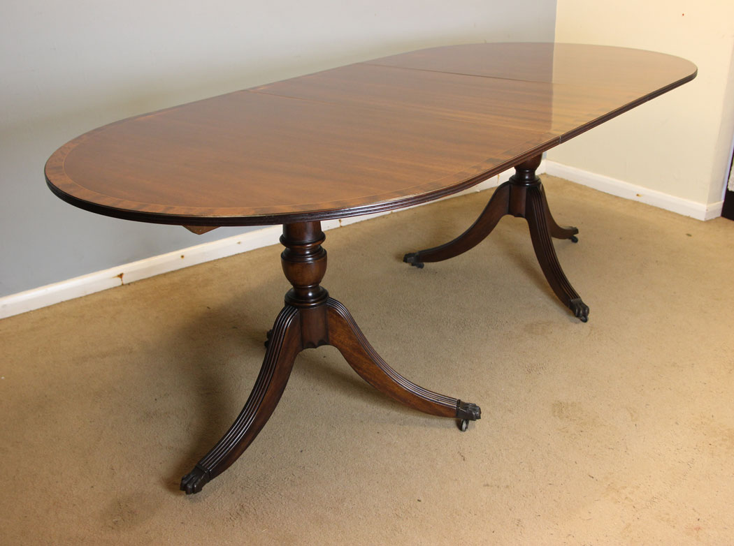 12403r12 Antique Georgian Style Mahogany Twin Pedestal Dining Table, Georgian Style Mahogany Twin Pedestal Dining Table