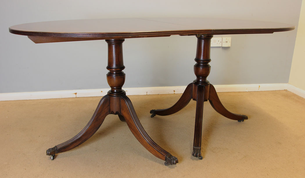 12403r6 Antique Georgian Style Mahogany Twin Pedestal Dining Table, Georgian Style Mahogany Twin Pedestal Dining Table