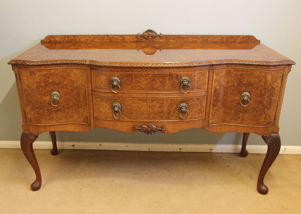 12404r1 Antique Burr Walnut Bow Front Chiffonier Sideboards, Antique Burr Walnut Bow Front Chiffonier Sideboard