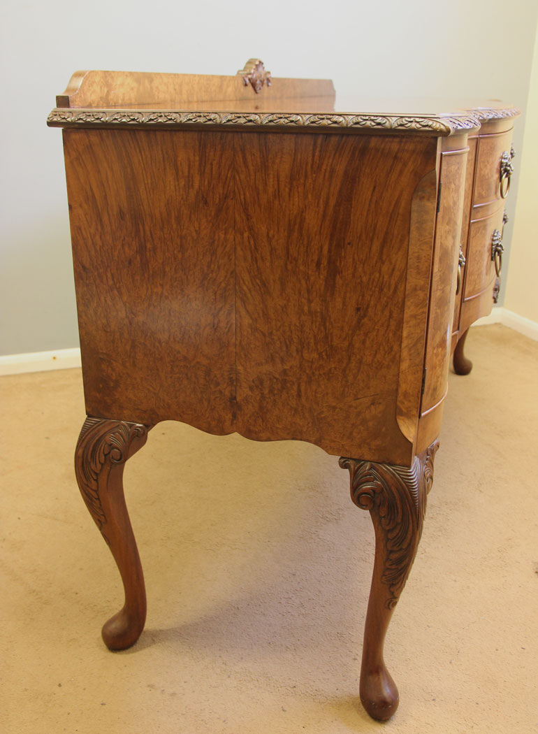12404r10 Antique Burr Walnut Bow Front Chiffonier Sideboards, Antique Burr Walnut Bow Front Chiffonier Sideboard