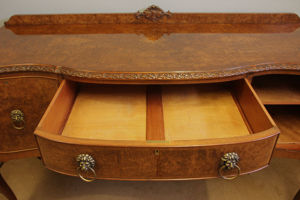12404r12 Antique Burr Walnut Bow Front Chiffonier Sideboards, Antique Burr Walnut Bow Front Chiffonier Sideboard