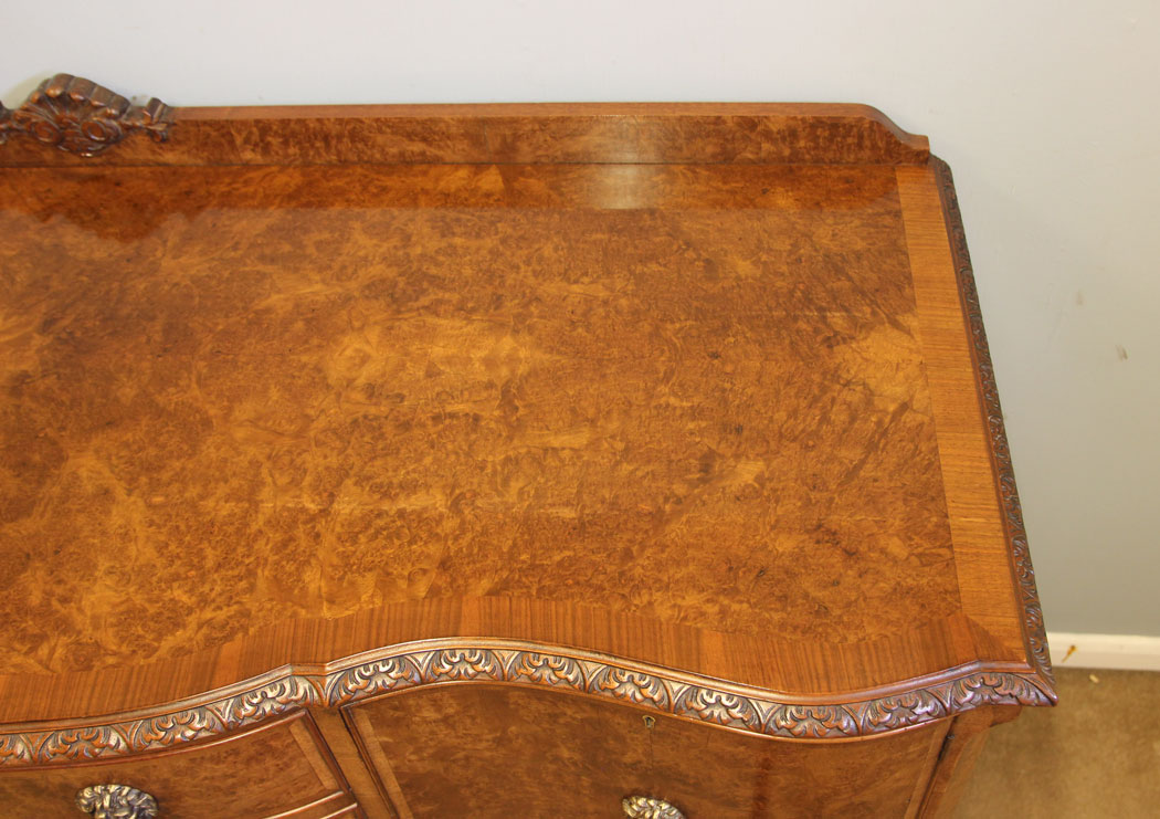 12404r13 Antique Burr Walnut Bow Front Chiffonier Sideboards, Antique Burr Walnut Bow Front Chiffonier Sideboard