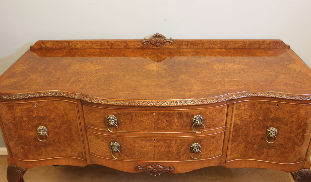 12404r3 Antique Burr Walnut Bow Front Chiffonier Sideboards, Antique Burr Walnut Bow Front Chiffonier Sideboard