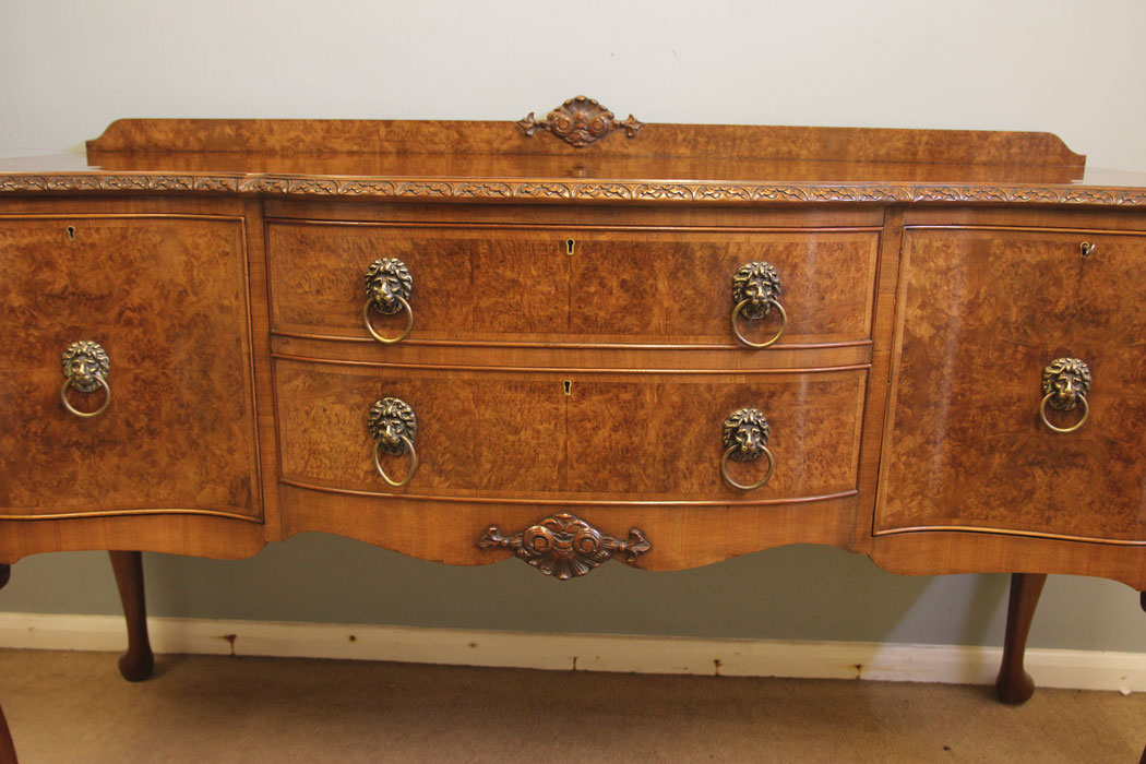 12404r4 Antique Burr Walnut Bow Front Chiffonier Sideboards, Antique Burr Walnut Bow Front Chiffonier Sideboard