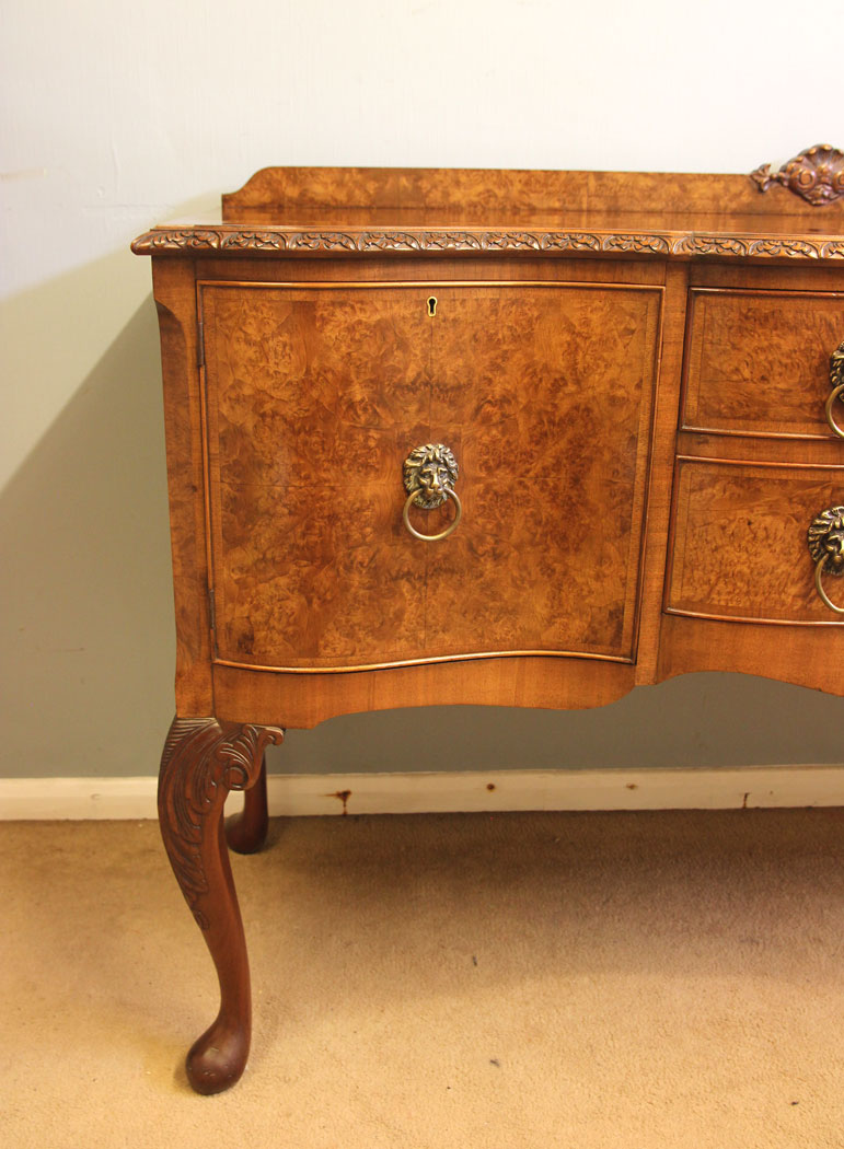 12404r6 Antique Burr Walnut Bow Front Chiffonier Sideboards, Antique Burr Walnut Bow Front Chiffonier Sideboard