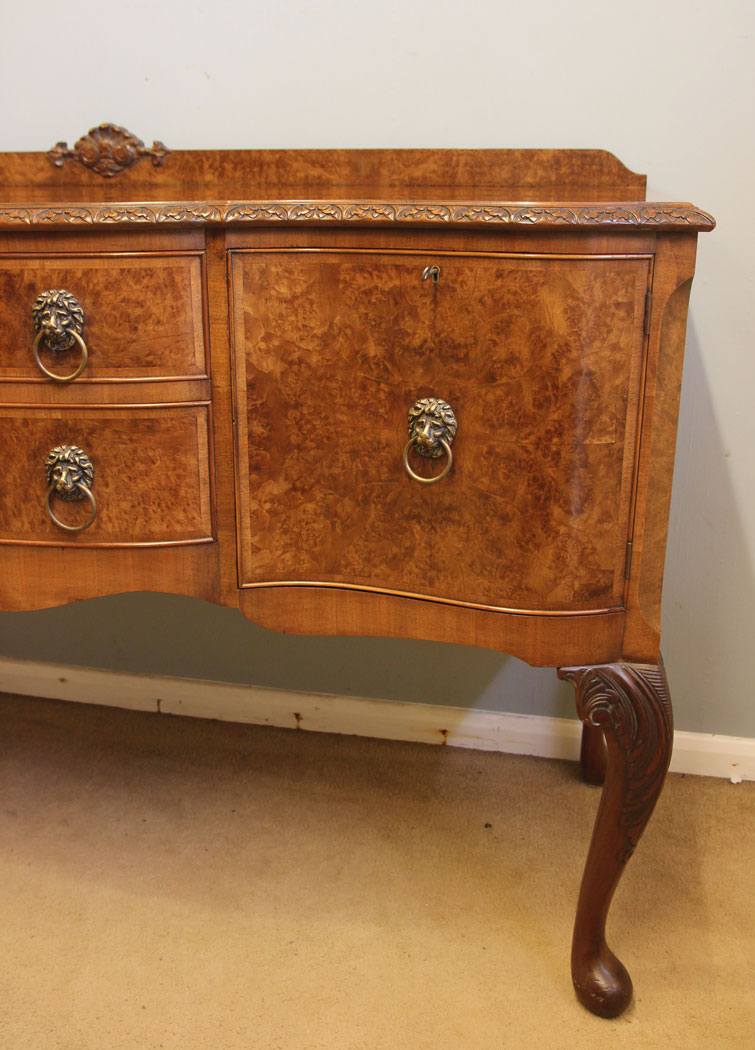 12404r7 Antique Burr Walnut Bow Front Chiffonier Sideboards, Antique Burr Walnut Bow Front Chiffonier Sideboard
