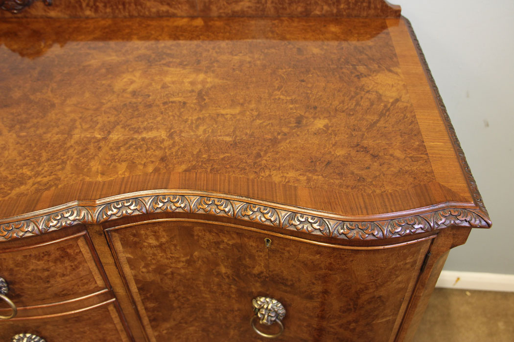 12404r8 Antique Burr Walnut Bow Front Chiffonier Sideboards, Antique Burr Walnut Bow Front Chiffonier Sideboard