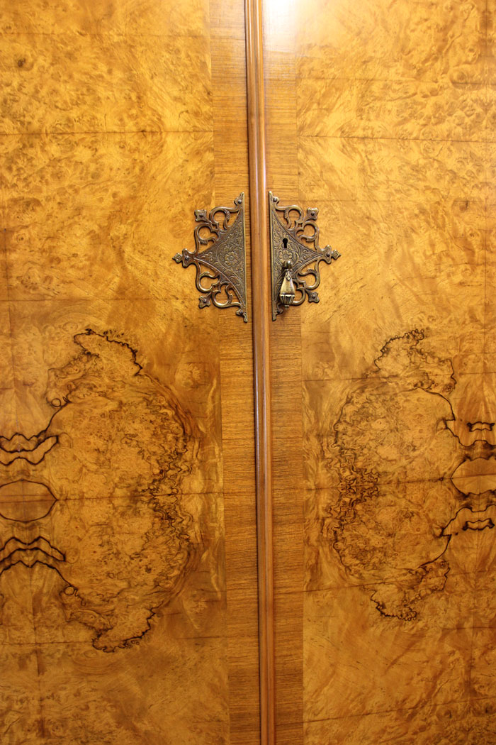 12405r10 Antique Burr Walnut Hanging Wardrobe, Antique Burr Walnut Hanging Wardrobe