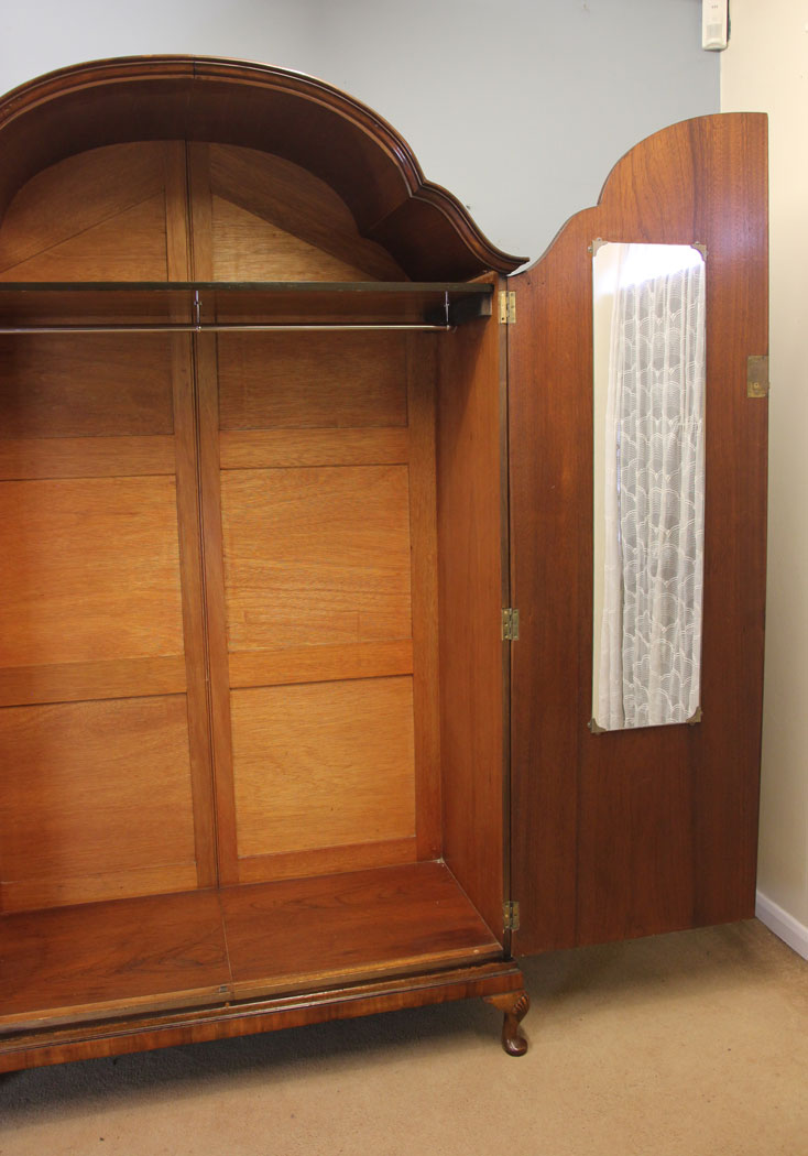 12405r12 Antique Burr Walnut Hanging Wardrobe, Antique Burr Walnut Hanging Wardrobe