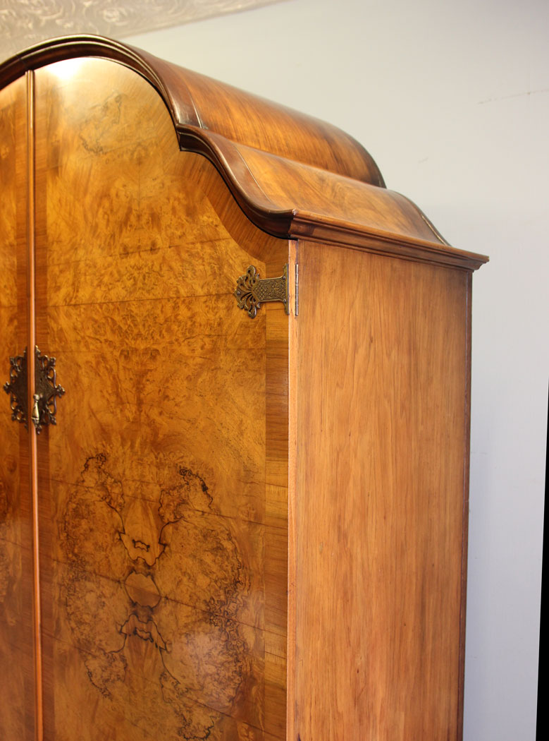 12405r14 Antique Burr Walnut Hanging Wardrobe, Antique Burr Walnut Hanging Wardrobe