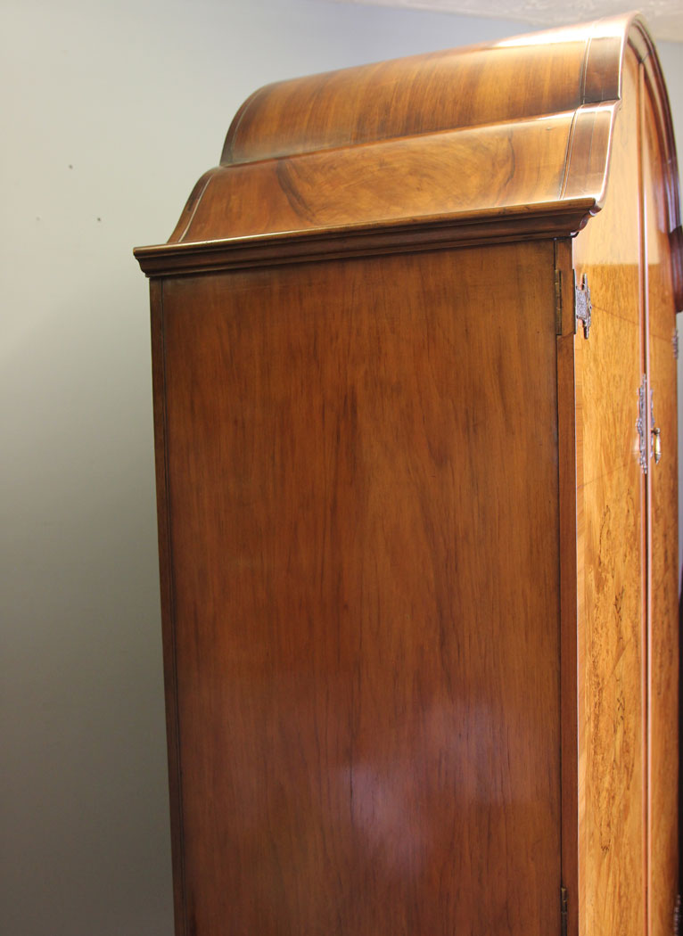12405r15 Antique Burr Walnut Hanging Wardrobe, Antique Burr Walnut Hanging Wardrobe