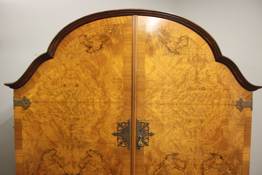 12405r7 Antique Burr Walnut Hanging Wardrobe, Antique Burr Walnut Hanging Wardrobe
