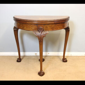 Antique Burr Walnut Demi Lune Card Side Table