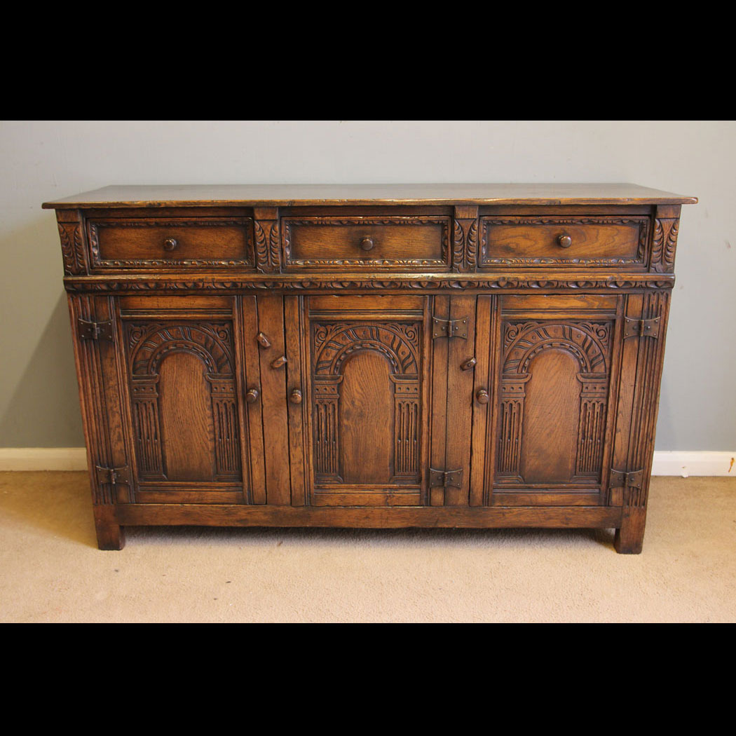 12410r01 Antique Carved Oak Sideboard Dresser Base, Antique Carved Oak Dresser Base Sideboard