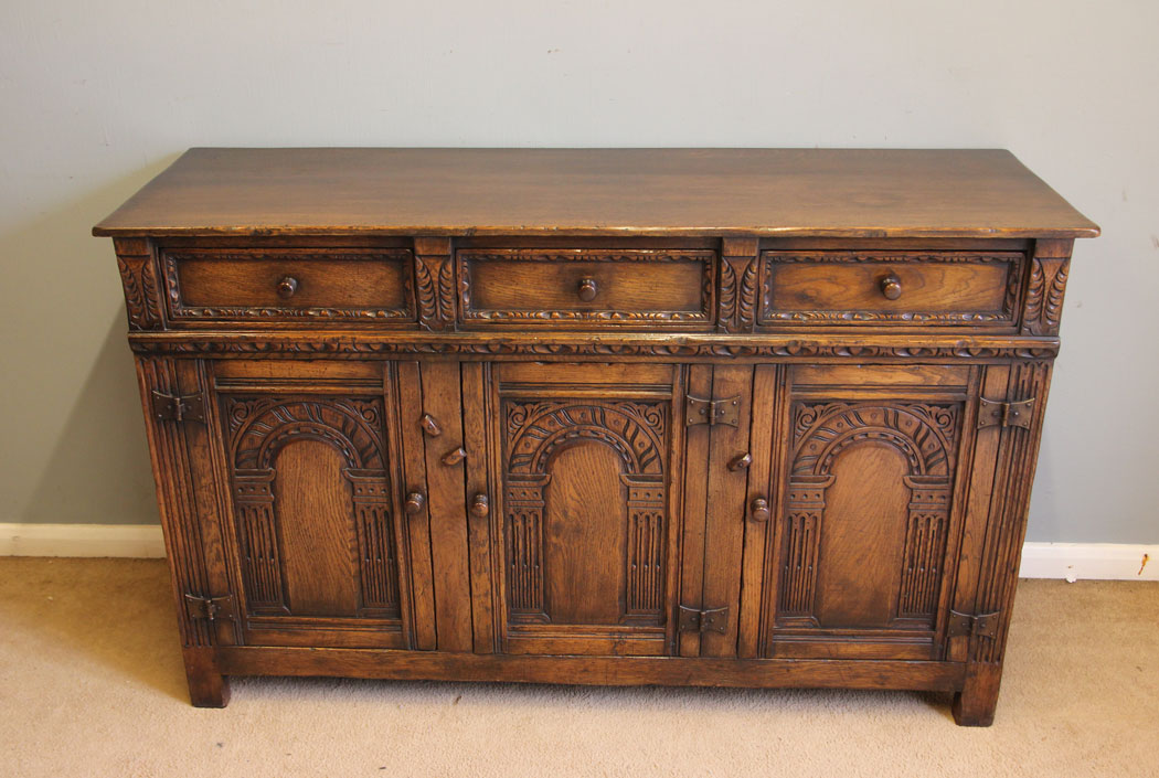 12410r13 Antique Carved Oak Sideboard Dresser Base, Antique Carved Oak Dresser Base Sideboard
