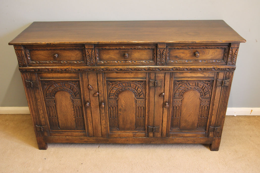 12410r2 Antique Carved Oak Sideboard Dresser Base, Antique Carved Oak Dresser Base Sideboard