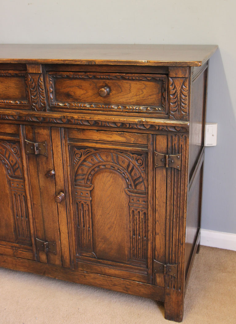 12410r3 Antique Carved Oak Sideboard Dresser Base, Antique Carved Oak Dresser Base Sideboard