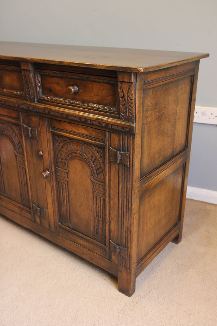 12410r4 Antique Carved Oak Sideboard Dresser Base, Antique Carved Oak Dresser Base Sideboard