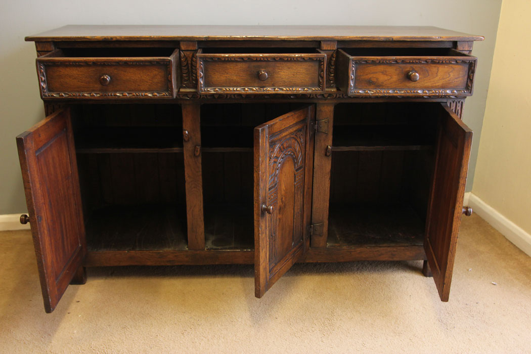 12410r6 Antique Carved Oak Sideboard Dresser Base, Antique Carved Oak Dresser Base Sideboard