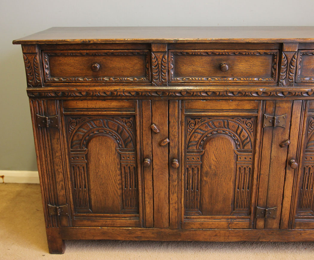 12410r7 Antique Carved Oak Sideboard Dresser Base, Antique Carved Oak Dresser Base Sideboard