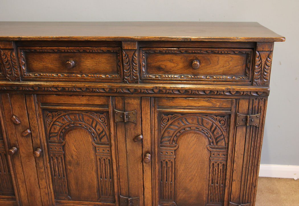 12410r9 Antique Carved Oak Sideboard Dresser Base, Antique Carved Oak Dresser Base Sideboard
